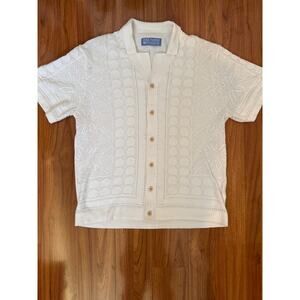 free planet button up white with nice pattern size M